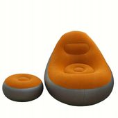 Fotel Dmuchany Z Podnóżkiem LEEDSOOY TSG-524 Wypoczynek Pomarańczowy