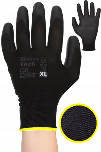 rękawice robocze mercator tech black+black pu - xl - 1 para na Arena.pl