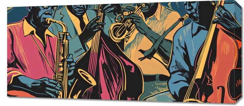Obraz 90x40cm Jazzmani w Gazie zdjęcie 1