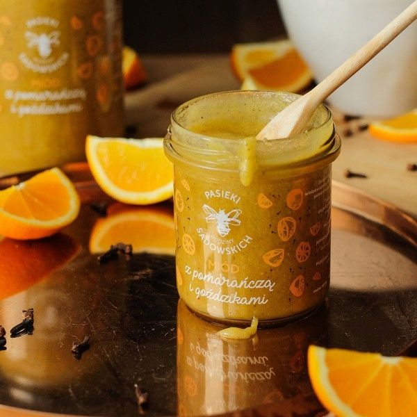 Pasieki Sadowskich Miód z pomarańczą i goździkami zdrowy witaminy C B 430g zdjęcie 2