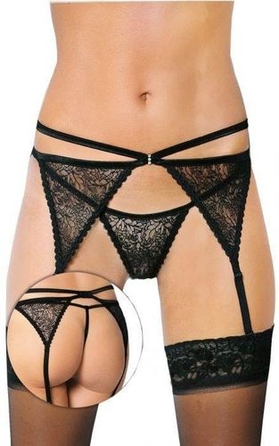 Czarny pas do pończoch i stringi SoftLine 3318 M/L na Arena.pl