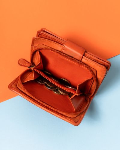 portfel damski zamykany na zatrzask w pomarańczowym kolorze - rovicky na Arena.pl
