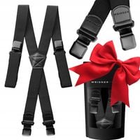 WEISNER X Black | SZEROKIE ELEGANCKIE SZELKI MESKIE DO SPODNI CZARNE