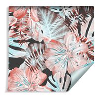 Tapeta do Sypialni Egzotyczne Liście i Tropikalne Kwiaty