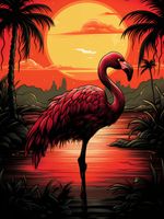 Plakat 60x80cm Flaming nad Wodą