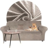 POKROWIEC NA KANAPĘ SOFĘ NAROŻNIK ELASTYCZNY WELUR AKSAMIT 190-230 BEŻOWY