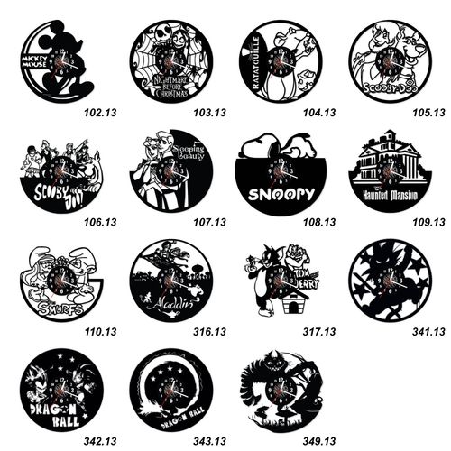 Zegar Ścienny z płyty winylowej na lustrze BAJKI 64 wzory 30x30cm na Arena.pl