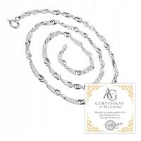 SREBRNY ŁAŃCUSZEK DAMSKI 50 CM SINGAPORE PRÓBA 925 MOCNY I ELEGANCKI