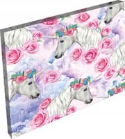 OBRAZ na płótnie KWIATY konie unicorn 3D 120x80