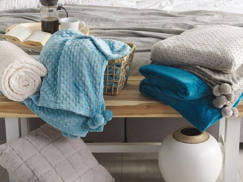 Koc 200 X 220 Cm Niebieski Samur na Arena.pl