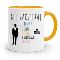 Kubek Żółty Prezent Dla Szefa Nie Zadzieraj Ze Mną Z Nadrukiem Ze Zdjęciem