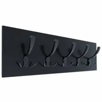 WIESZAK ŚCIENNY NA UBRANIA LOFTOWY 5 MOCNYCH CZARNYCH HAKÓW 65x20CM CZARNY