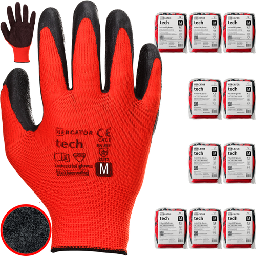 rękawice robocze mercator tech red+black latex - m - 120 par na Arena.pl