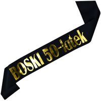 Boski 50-latek - czarna szarfa ze złotym nadrukiem