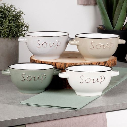 4x Miski Bulionówki Miseczki na Zupę Gulasz Płatki z Uszami Uchwytami 600ml na Arena.pl