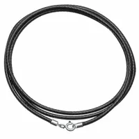 Biżuteria Czarny Rzemyk Sznurkowy Na Szyję Z Zapięciem Srebro 925 55cm