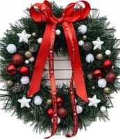 WIANEK ŚWIĄTECZNY BOŻE NARODZENIE STROIK NA DRZWI BOMBKI WIENIEC BOMBKI