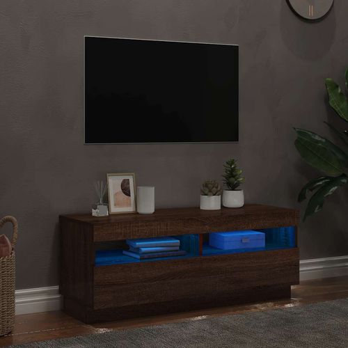 Szafka pod TV z oświetleniem LED, brązowy dąb, 100x35x40 cm na Arena.pl