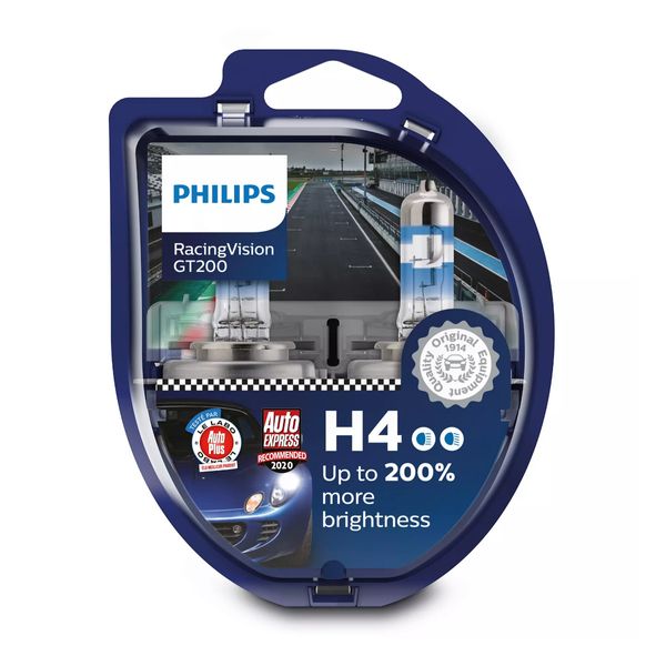 Żarówki Philips H4 Racing Vision GT200 +200% - 2 sztuki - Arena.pl