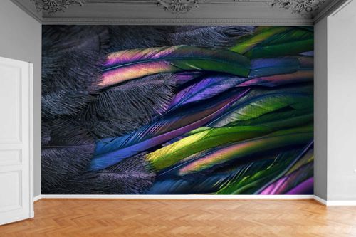 Fototapeta KOLOROWE METALICZNE PIÓRA 3D 390x280 na Arena.pl