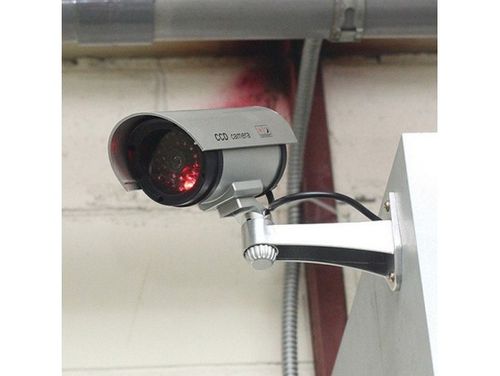 Kamera atrapa led monitoring zewnętrzna ścienna z diodą migająca srebrny na Arena.pl