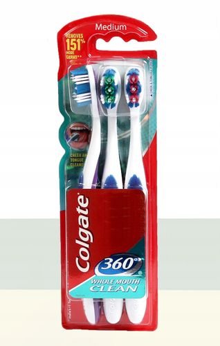 SZCZOTECZKI DO ZĘBÓW COLGATE 360° CLEAN MEDIUM x3 na Arena.pl
