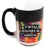 Duży Kubek magiczny XXL z nadrukiem zmieniający kolor czarny z zdjęciem