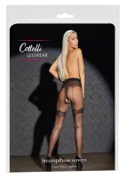 cottelli legwear rajstopy czarne z szwami dekoracyjnymi, otwarte 4