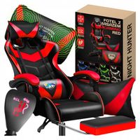 FOTEL gamingowy z MASAŻEM pleców KOMPUTEROWY OBROTOWY dla gracza +podnóżek!