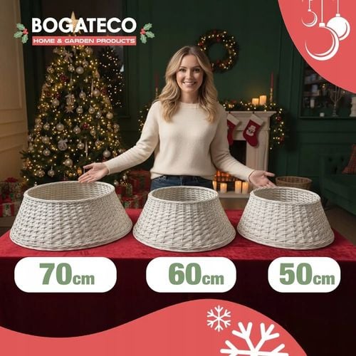 OSŁONA WIKLINOWA NA STOJAK POD CHOINKĘ 60CM OSŁONKA DO CHOINKI BIAŁA na Arena.pl
