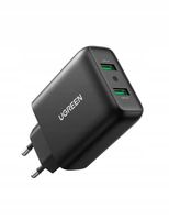 2 x Ładowarka sieciowa UGREEN CD161 2xUSB-A, 18W, PD3.0, EU (czarny)