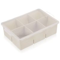 Forma do kostek lodu z pokrywką silikonowa beżowa XXL 18,5x12x5 cm