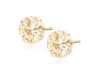 OKRĄGŁE POZŁACANE KOLCZYKI SZAMPAŃSKIE CYRKONIE