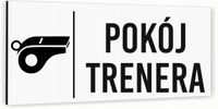 Tabliczka informacyjna POKÓJ TRENERA Aluminium BIAŁA NADRUK UV Dibond