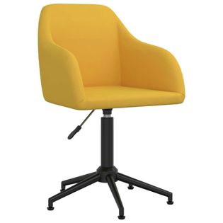 Obrotowe Krzesło Biurowe, Żółte, Tapicerowane Aksamitem