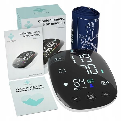 CIŚNIENIOMIERZ NARAMIENNY MEDICO ARYTMIA, EKRAN LED,USB, DZIENNICZEK GRATIS na Arena.pl