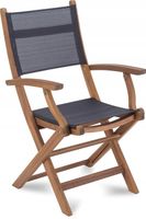 Krzesło Ogrodowe Balkonowe Tarasowe Składane Drewno+Tkanina Solidne Trwałe