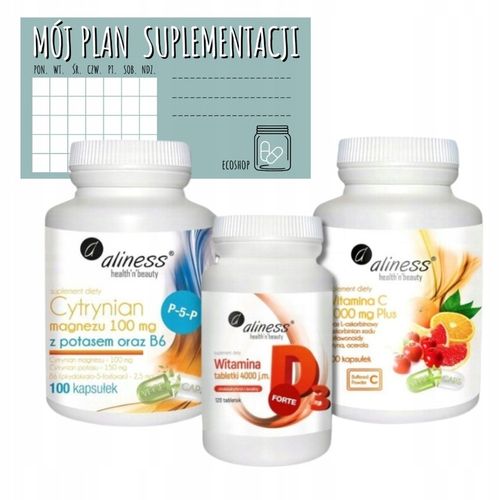 Aliness Witamina C 1000 + D3 4000 IU + Cytrynian Magnezu Potas B6 + GRATIS! na Arena.pl