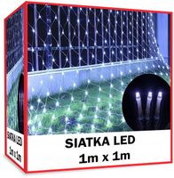 SIATKA LED kurtyna świetlna 1x1m 64LED Świąteczna na dom ogród TARAS