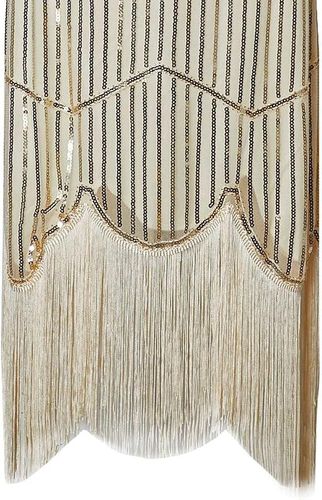 Sukienka Cekinowa z Frędzlami Lata 20 Wielki Gatsby Biała XXL Wieczorowa na Arena.pl