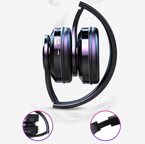 SŁUCHAWKI BEZPRZEWODOWE NAUSZNE BLUETOOTH 5.0 Z MIKROFONEM RGB DLA DZIECKA na Arena.pl