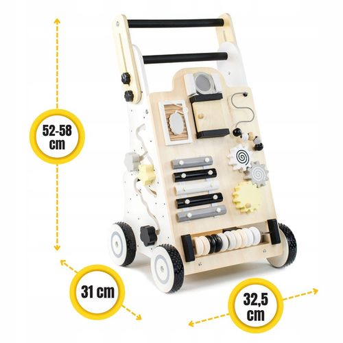 Jeździk pchacz drewniany chodzik dla dziecka dzieci tablica manipulacyjna na Arena.pl