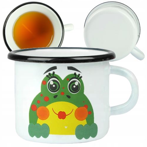 KUBEK EMALIOWANY 500ML Z UCHEM 9CM WZÓR ŻABKA ZDZISIA DO KAWY HERBATY na Arena.pl