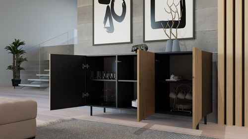 Komoda KAMA 3D SLIM/LAMEL CZARNY na Arena.pl