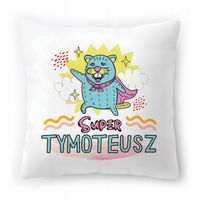 Poduszka Dla Tymoteusza Na Urodziny Ze Zdjęciem Na Prezent Biała 40X40 Cm