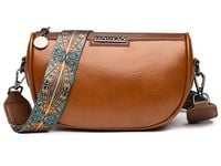 Torebka BRĄZOWA Klasyczna POJEMNA Damska Nerka na Ramię Pasek Wzorki