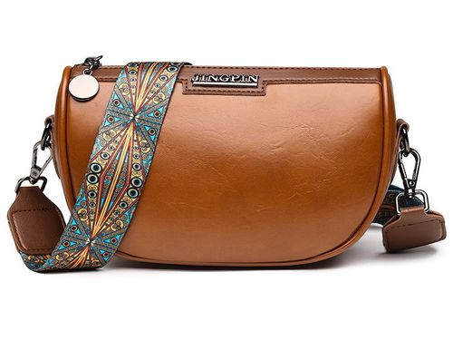 Torebka BRĄZOWA Klasyczna POJEMNA Damska Nerka na Ramię Pasek Wzorki na Arena.pl