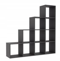 Regał Schodkowy Do Biura Salonu Dwustronny Otwarty 138 x 138 x 30 CM Szary