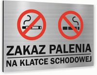 Tabliczka znak informacyjny 20x15 Srebrna ZAKAZ PALENIA Dibond NADRUK UV