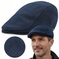 Kaszkiet Męski Zimowy Ocieplany Elegancka Czapka w Jodełkę Pako Jeans